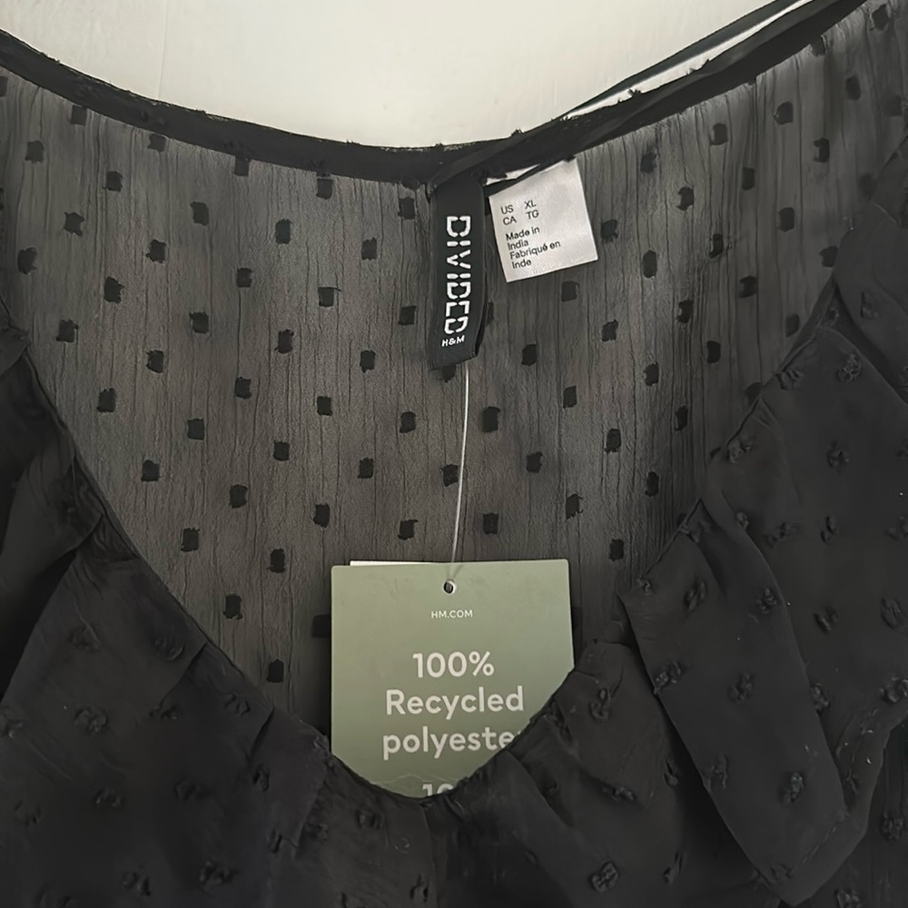 H & M sheer long sleeve black dress NWT